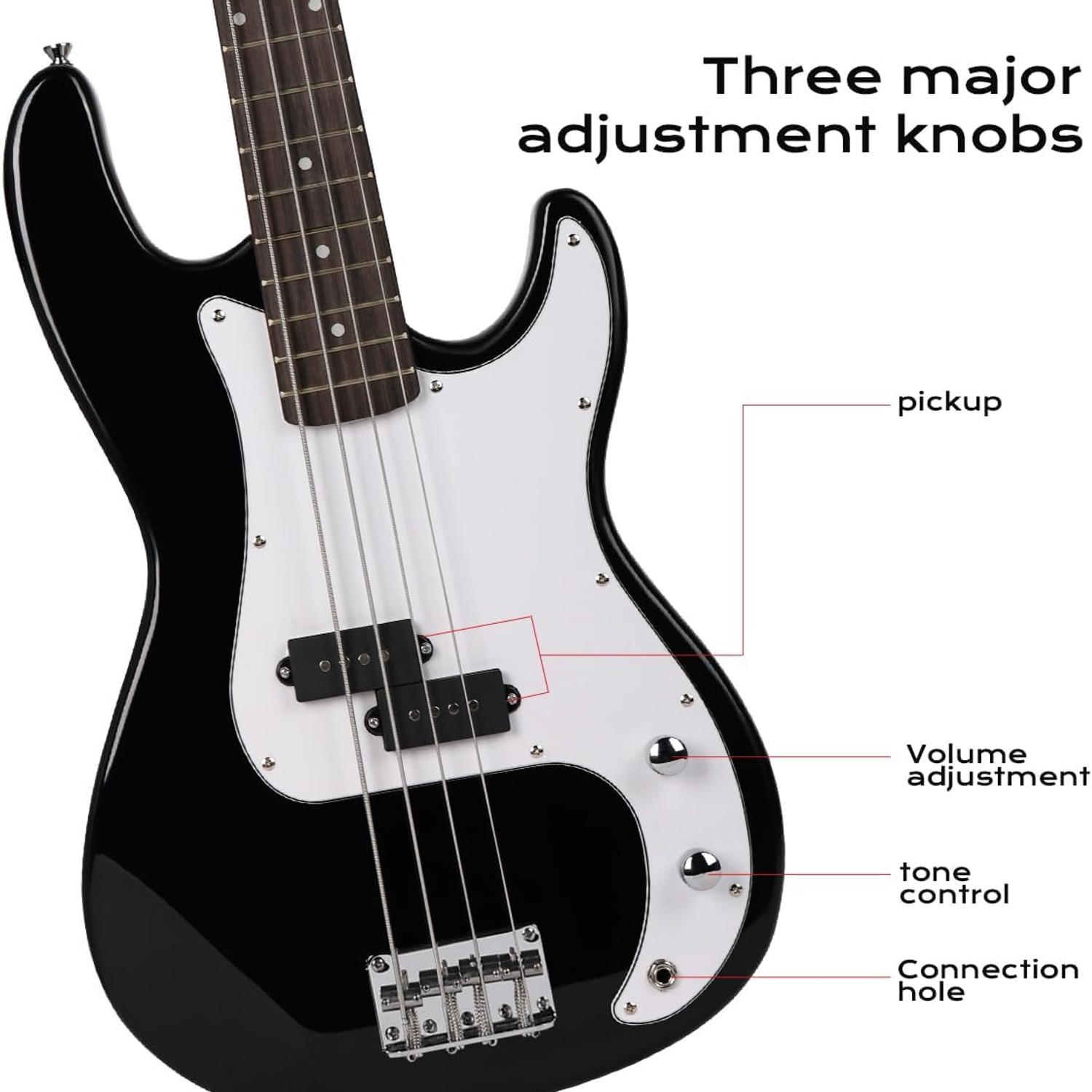 Bullfighter 4-String Electric Bass Guitar Starter Set, detail view